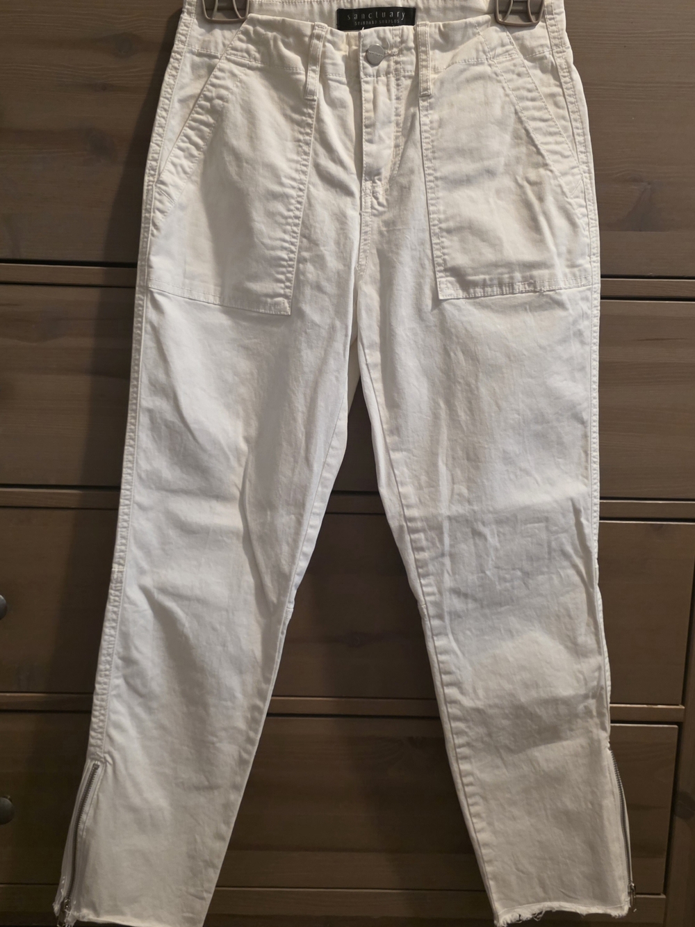 Sanctuary Off-White Mid-Rise Utility Ankle Jeans